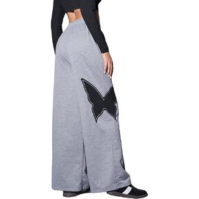 SOLY HUX Women's Graphic Sweatpants Drawstring Waist Baggy Wide Leg Pants with Pockets