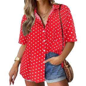 TIYOMI Women's Plus Size Floral Shirts Hot Pink Tops Short Sleeve 3X Button Down Hawaiian Shirts Loose Fit Summer Loose Fit Blouses 3XL 22W 24W