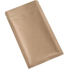 QQ Studio QuickQlick™ Kraft Mylar Heat Sealable Bags (100 Bags) (Brown Ziplock, 5.1" x 8.3" (13 cm x 21 cm))