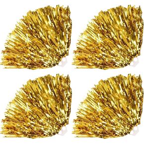 4 Pcs Plastic Cheer Pom Poms Girls Cheerleader Pom Poms Metallic Foil Pom Poms Team Spirit Pom Poms Dance Team Pom Poms with Handles Cheerleading Costume Accessories Silver