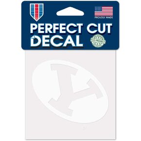 WinCraft NCAA Brigham Young Cougars 4"x4" inch White Decal Sticker