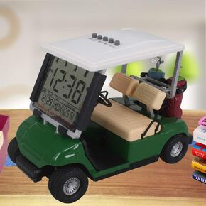 Newest Version LCD Display Mini Golf Cart Clock for Golf Fans Great Gift for Golfers Race Souvenir Novelty Golf Gifts (White)