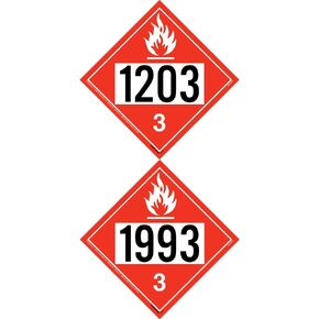 1993-1203 Placard, Class 3 Flammable Liquid 10-pk. - 10.75" x 10.75" Laminated Plastic for Temporary Applications - J. J. Keller & Associates - Complies with DOT Hazmat Placard Requirements