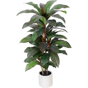 Artificial Dracaena Tree 4 FT, Faux Tree with Plastic Pot, Realistic Large Fake Plant, Artificial Plants Indoor for Home Office Floor Room Decor Plants Indoor Outdoor, Housewarming Gift