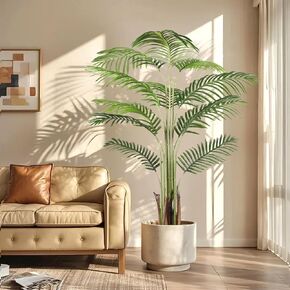 Artificial Palm Tree 5ft Tall Fake Palm Tree with Real Touch Leaves and Adjustable Branches Artificial Palm Plant Include Dried Pampas Grass Fake Tree for Home Office Decor Indoor