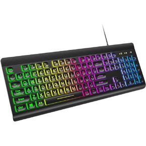 MOFII Wired Keyboard, Cute Colorful Keyboard Full Size, Retro Typewriter Keyboard with Round Keys, USB Computer Keyboard for PC, Laptop, Desktop, Windows (Pink)