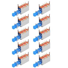 uxcell Push Button Switch SPST 3 Pin 1 Position Self-Locking Blue 10pcs