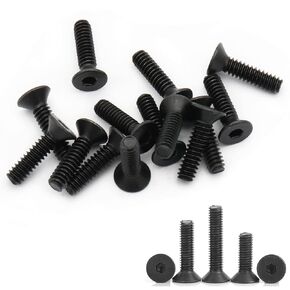 50pcs Flat Head Socket Cap Screws, (# 10-24 x 3/4") Head Hex Drive Machine Bolts, Coarse Thread UNC (Full Thread), 10.9 Grade Carbon Steel (Blackening)