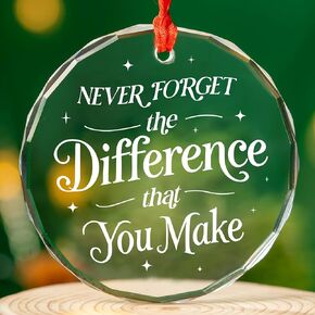 Boss Gifts Never Forget The Difference You Make Ornament Thank You Gifts - Christmas for Employee Coworker Nurse Gifts - Farewell, Goodbye, Retirement Gifts, Leaving Ideas for Coworker Glass Ornament