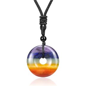 GEHECRST 7 Chakra Healing Crystal Necklace Natural Quartz Crystal Stone Point Gemstone Pendant Chakra Necklace for Women Men Christmas Birthday Gift(Style 3)