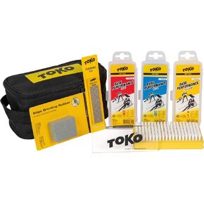 TOKO Basic Tune & Wax Kit for Skis and Snowboards - 3 Multi-Temp Wax Packs (120g), Nylon Brush, 3mm Scraper, Fine Diamond File, Edge Rubber