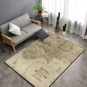 Middle Earth Map Pattern Home Area Rugs 3'3inchx5' Home Decor Carpet Soft Floor Mat Non-Slip for Living Room Bedroom, White, One Size