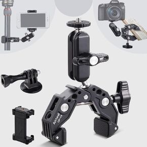 Aitteel Super Clamp Camera Mount Desk Selfie Stick Tripod Stand Gimbal Rod 360 Ballhead Magic Arm with 1/4" 3/8" Port Extension Holder Adapter for LED Light Monitor Canon Nikon DSLR GoPro DJI (CP-13)