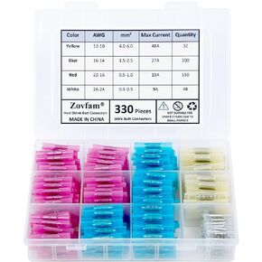 Heat Shrink Butt Connectors Kit - Marine Grade Waterproof Electrical Crimp Wire Connectors - Tinned Copper Insulated Terminals - AWG26-10 Butt Splice Connectors 330Pcs