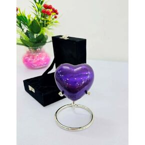 Purple Heart Cremation Urns Printed Small Urn with Box & Stand - Small Keepsake Urn Heart Shaped - Mini Urn Heart Shaped - Honor Your Loved One with Memorial Cremation Urn