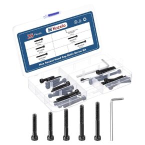 25pcs M5 Socket Head Cap Screws Bolts Nuts Assortment Kit - [M5x25/30/35/40/45mm] Alloy Steel Fully Threaded Black Oxide 12.9 Internal Hex Screw for 3D Printer Use, with Wrench