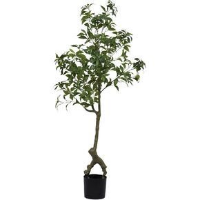 4.8Ft Pieris Artificial Tree, Faux Pieris Tree with Lifelike Leaves, 57in Fake Pieris Tree with Plastic Nursery Pot, Artificial Plants for Office Home Living Room Indoor Outdoor Decor