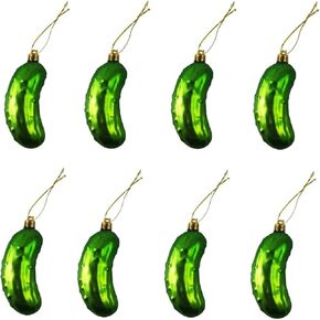 NJN 8Pcs Christmas Pickle Ornament, Shatterproof Plastic Ornaments for Christmas Tree, Traditional German Xmas Decoration