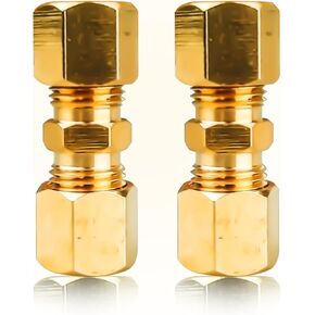 3/16 Inch OD Compression Copper Tube Union Straight Joiner Fittings for Air Gas Water
