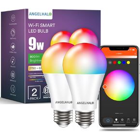 Smart Light Bulbs, Color Changing A19 LED Light Bulb, Work with Alexa and Google Assistant, Wi-Fi & Bluetooth Light Bulbs, 16 Million Colors RGBCW, Music Sync, 800 Lumens, 2.4Ghz only,1 Pack
