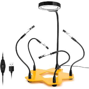 KOTTO Helping Hands Soldering, Third Hand Soldering Tool PCB Holder Four Arms Helping Hands Crafts Jewelry Hobby Workshop Helping Station Non-Slip Steel Weighted Base