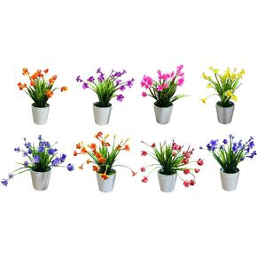 PrimeHaven Decorative Set of 8 Small Fake Plants with Mini Pots – Artificial Indoor Decor for Home, Bathroom, and Shelf