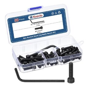 50pcs #10-24 Socket Head Cap Screws Bolts Nuts Assortment Kit - [#10-24x3/4"] Alloy Steel Fully Threaded Black Oxide 12.9 Internal Hex Screw for 3D Printer Use
