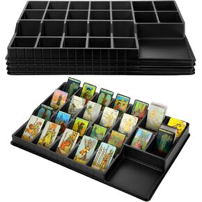 Geetery 4 Pack Card Sorting Tray Black Stackable Sports Card Sorting Trading Dividers 15 Compartment Sorter Tray for Organizing Raw Cards Sleeved Cards(18 x 13 Inches,15 Slot)