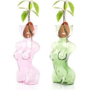 Propagation Vases Glass Vase for Plants Propagation Jars Unique Flower Vase for Avocado, Bulbs, and Plant Cuttings 2pc Elegant Female Silhouette