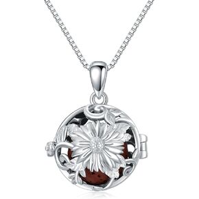 Sunflower Aromatherapy Diffuser Necklace 925 Sterling Silver Essential Oil Diffuser Pendant Jewelry for Women Birthday Valentine's Day Graduation