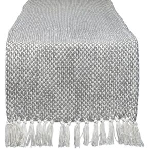 DII Woven Basics Collection 100% Cotton Knit Table Runner, 15x72, Gray