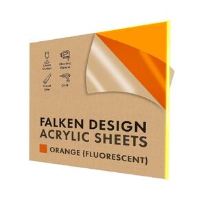 Falken Design Fluorescent Orange Acrylic Sheets - 12" x 18" - 1/4" Thick Plexiglass Sheets for DIY Projects, Picture Frames, and Sign Displays - Versatile, Durable & Shatterproof Plastic Sheet