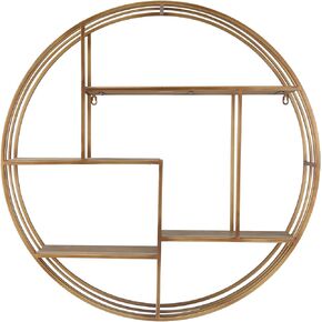 Sagebrook Home Modern Glam Iron and Wood Wall Storage Shelf