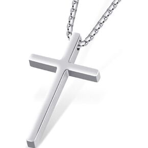 Versatile Cross Chains for Men and Women, Stainless Steel Cross Necklace with Glossy Cross Pendant, Cross Necklace for Men