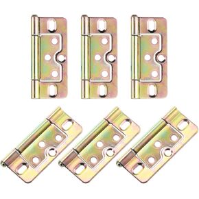 uxcell 6Pcs 3x1.4 Inch Door Hinges Non-Mortise No Noise Bifold Door Hinges Plating for Cabinet Furniture Window Wardrobe, Silver Tone