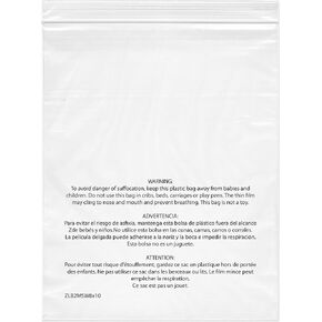 Plymor 8" x 10" (Pack of 200), 2 Mil with Printed Suffocation Warning Zipper Reclosable Plastic Bags