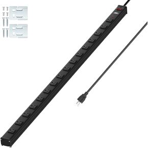 CRST Heavy Duty Surge Protector Power Strip Wide Spaced 16-Outlet 15 Feet Long Extension Cord Power with Circuit Breaker 1800 Joule for Home, Office, Commercial