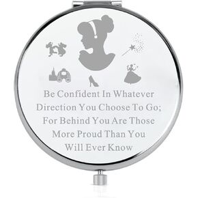 LQRI Cinderella Princess Makeup Mirror Fairy Tale Cartoon Film Pocket Makeup Mirror Fairy Shoes Movie Gift