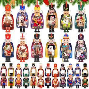 Suzile 36 Pcs Christmas Photo Frame Christmas Frame Ornaments Nutcrackers Holiday Picture Frame Picture Ornament Craft Felt Photo Frame Ornaments for Christmas Tree Hanging Decor (Classic Nutcrackers)