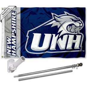College Flags & Banners Co. New Hampshire Wildcats Flag with Pole and Bracket Holder University Set