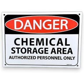 Danger Chemical Storage Area Sign Authorized Personnel Only Sign for Cabinets, Containers, Boxes, Bins, or Metal Fencing