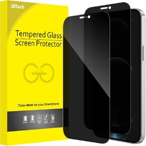 JETech Privacy Full Coverage Screen Protector for iPhone 12/12 Pro 6.1-Inch, Anti-Spy Tempered Glass Film, Edge to Edge Protection Case-Friendly, 2-Pack