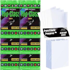 بطاقات كرة القدم بانيني توب كلاس 2024-2025، 6 حزم + 100 واقي بطاقة، 48 بطاقة إجمالية مع 270 بطاقة لجمعها عبر نادي كرة القدم والنجوم الدوليين in Kuwait