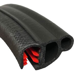 Black Door Rubber Seal Large Grip Range 61/64" Bulb Height x 17/64 Grip Range x 43/64" U Height (5 Feet)
