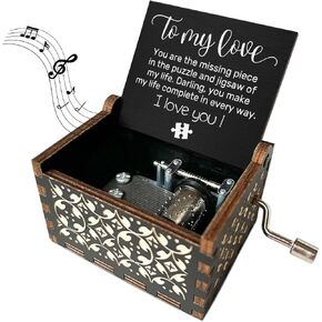 Relationship Gifts To My Love Things for Boyfriend Wood Music Boxes Romantic Gifts for Her Birthday Gifts for wife Vintage Hand Crank Wooden Music Box for Girlfriend Birthday Gifts - JRM649