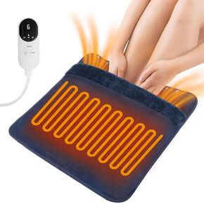 Electric Heated Foot Warmer for Men and Women, Fast Heating, LCD Display, 3 Temperature Settings, Non-Slip, Machine Washable, Overheat Protection, 10 ft Cord, Perfect for Desk, Bed, Office, Home(Gray)