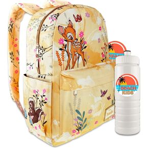 Disney Bambi Backpack Set - Bundle with 17" Bambi Backpack with Front Pocket and Water Bottle | Disney Bambi Backpack Set for Kids, Girls