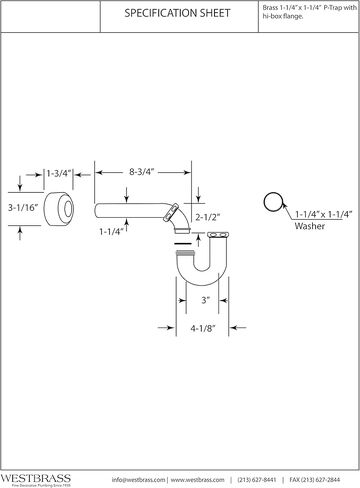 Westbrass A401-1-62 x 1-1/4" P-Trap مع شفة صندوقية عالية، أسود غير لامع in Saudi Arabia