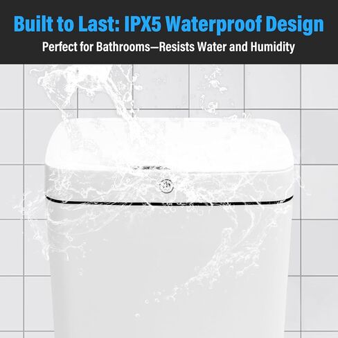 4-Gallon Motion Sensor Trash Can Bathroom - Automatic Touchless Bathroom Trash Can with Lid, IPX5 Waterproof, Induction & Vibration Modes - Electric Small Motion Sensor Trash Can for Bathroom in Saudi Arabia