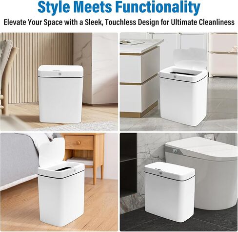 4-Gallon Motion Sensor Trash Can Bathroom - Automatic Touchless Bathroom Trash Can with Lid, IPX5 Waterproof, Induction & Vibration Modes - Electric Small Motion Sensor Trash Can for Bathroom in Saudi Arabia